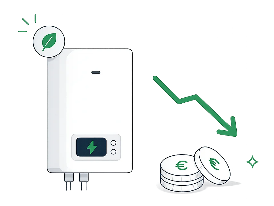 Illustration eines Elektroboilers, der Stromkosten spart